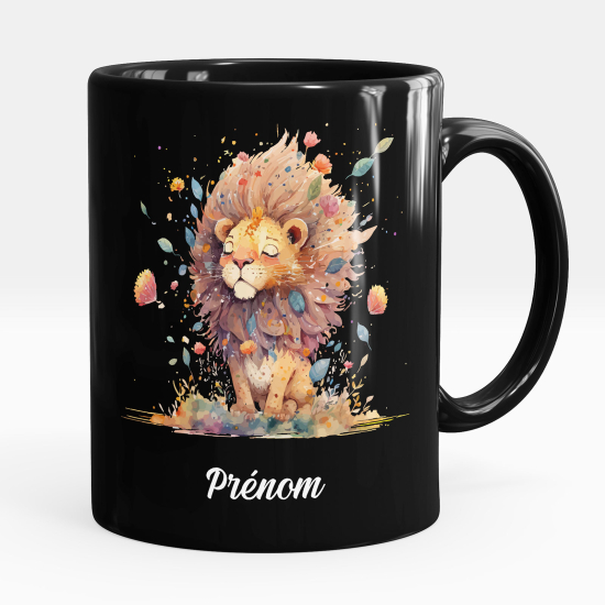 Personalized Mug - Full Black - Lion