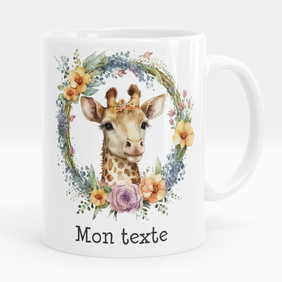 Personalized Mug - Giraffe flowers