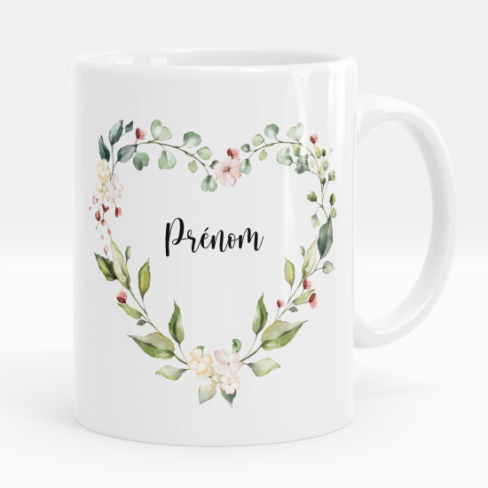 Personalized Mug - Heart flowers