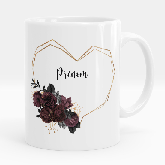 Personalized Mug - Heart flowers