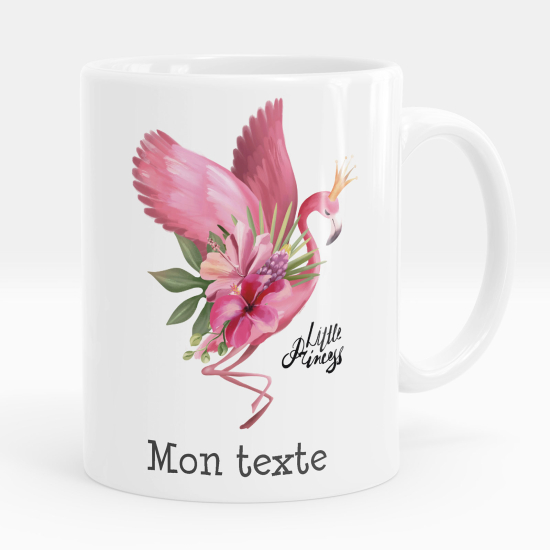 Personalized Mug - Pink flamingo flowers