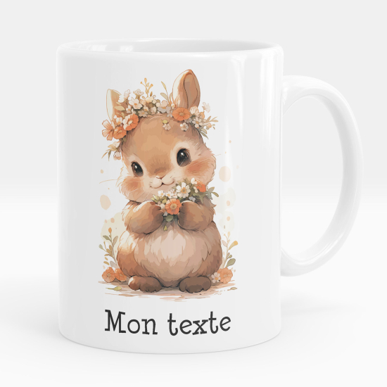 Personalized Mug - Rabbit flowers