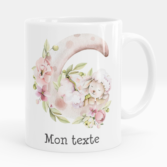 Personalized Mug - Rabbit flowers