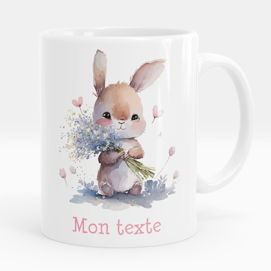 Personalized Mug - Rabbit flowers