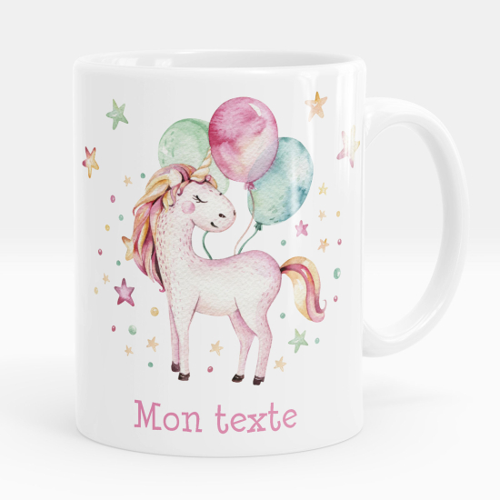 Personalized Mug - Unicorn balloons