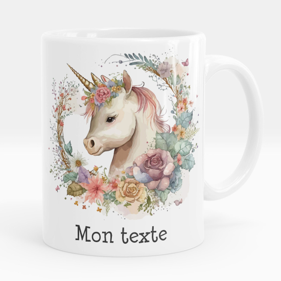 Personalized Mug - Unicorn flowers