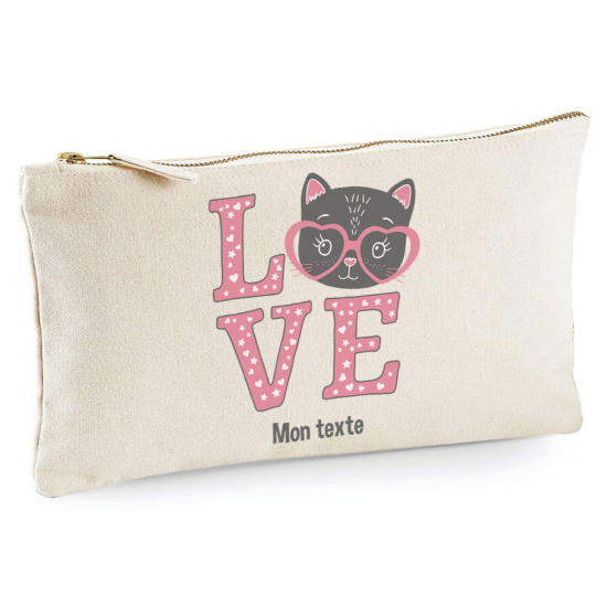 Personalized Pencil / Pouch - Cat love