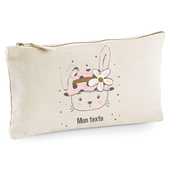 Personalized Pencil / Pouch - Cat with flowered hat