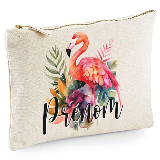 Personalized Pencil / Pouch - First Name Flamingo