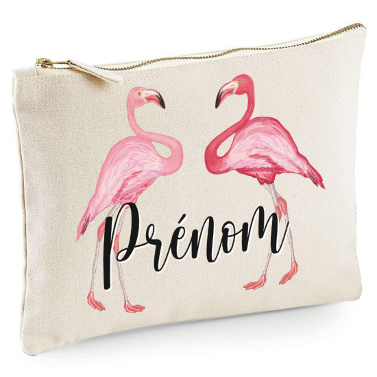 Personalized Pencil / Pouch - First Name Flamingos