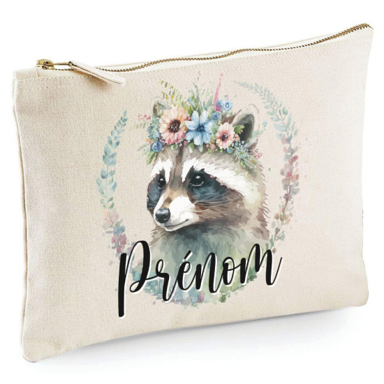 Personalized Pencil / Pouch - First Name Raccoon