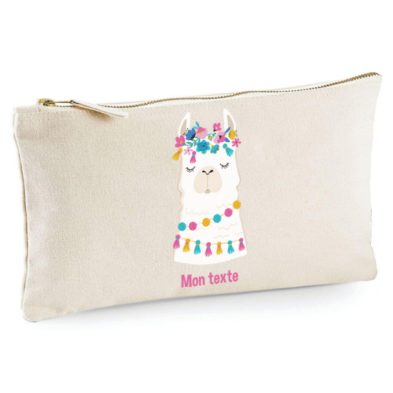 Personalized Pencil / Pouch - Flowering llama