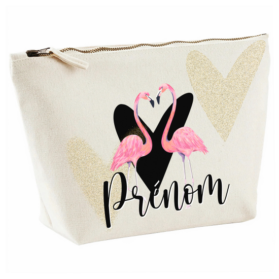 Personalized Pencil / Pouch - Pink flamingos