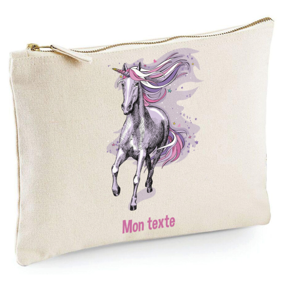 Personalized Pencil / Pouch - Purple Unicorn