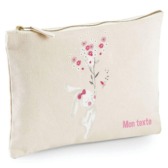 Personalized Pencil / Pouch - Rabbit Flowers