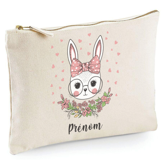 Personalized Pencil / Pouch - Rabbit with Glasses