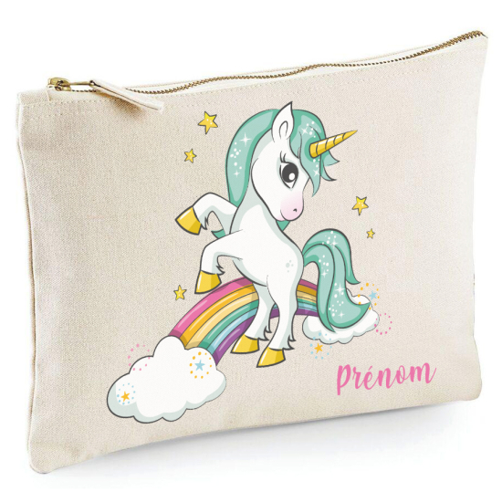 Personalized Pencil / Pouch - Rainbow Unicorn