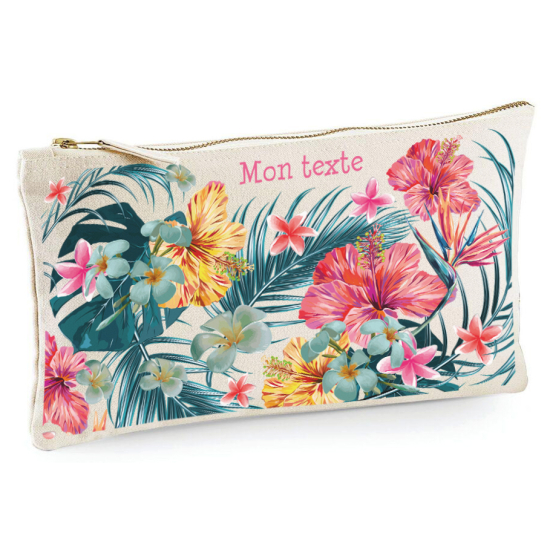 Personalized Pencil / Pouch - Tropical flowers