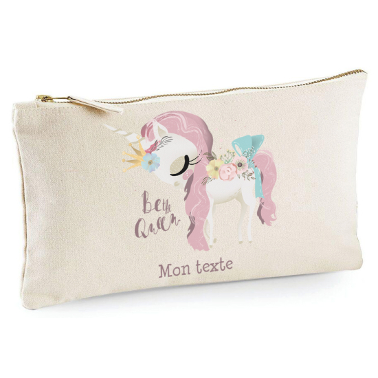 Personalized Pencil / Pouch - Unicorn be the queen