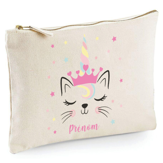 Personalized Pencil / Pouch - Unicorn cat