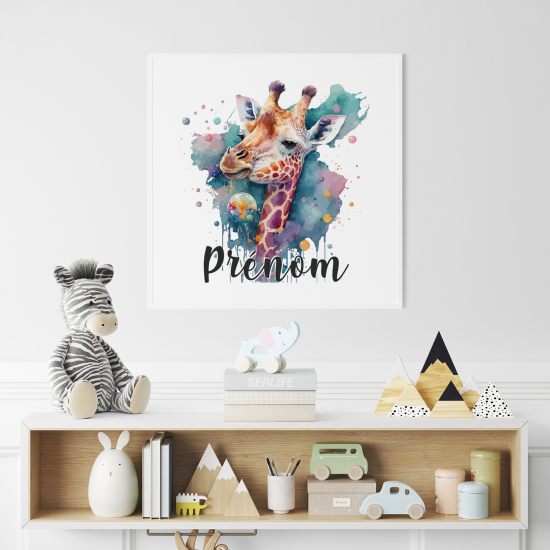 Personalized Poster for Kids - Colored giraffe