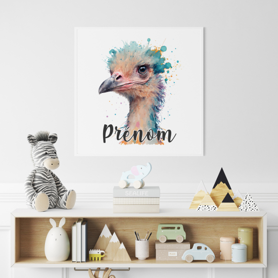 Personalized Poster for Kids - Colored ostrich