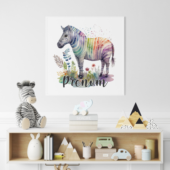 Personalized Poster for Kids - Colored zebra