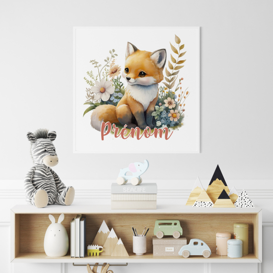 Personalized Poster for Kids - Fox flowers