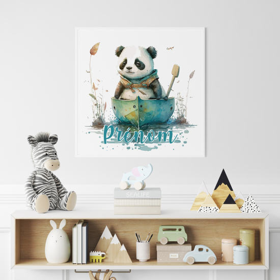 Personalized Poster for Kids - Panda on the boat