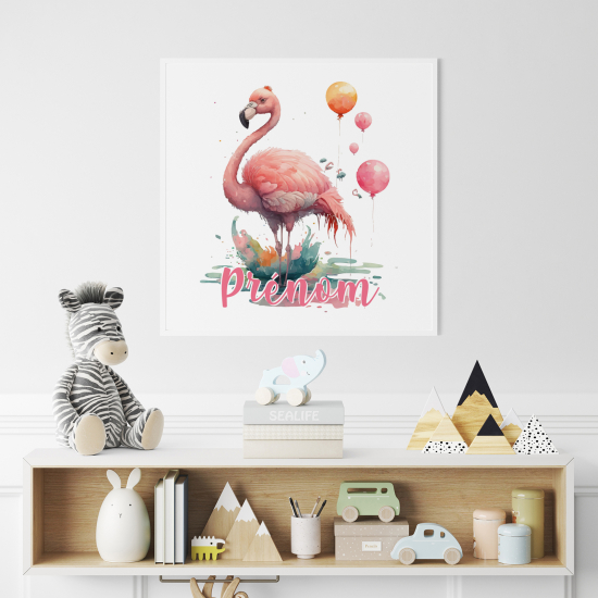 Personalized Poster for Kids - Pink flamingo balloons