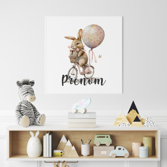 Personalized Poster for Kids - Rabbit on a bicycle