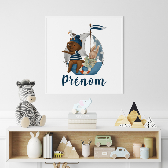 Personalized Poster for Kids - Sailboat Animals