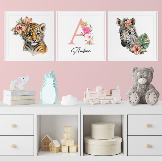 Personalized Set Of 3 Posters for Kids - Animals