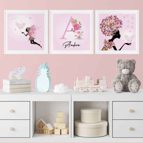 Personalized Set Of 3 Posters for Kids - Flower Fairies