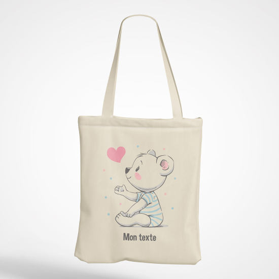 Personalized Tote Bag - Bear heart