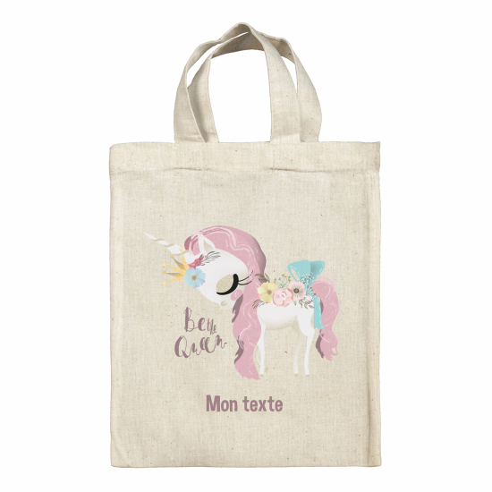 Personalized tote bag for kids - Unicorn be the queen