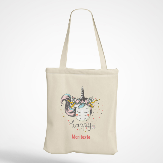 Personalized Tote Bag - Happy unicorn