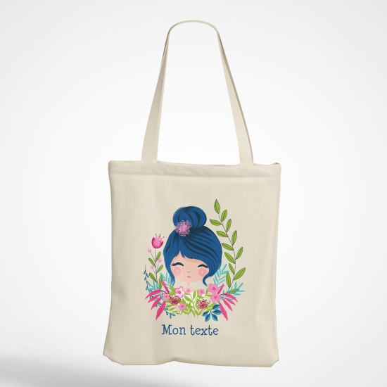 Personalized Tote Bag - Little girl flowers