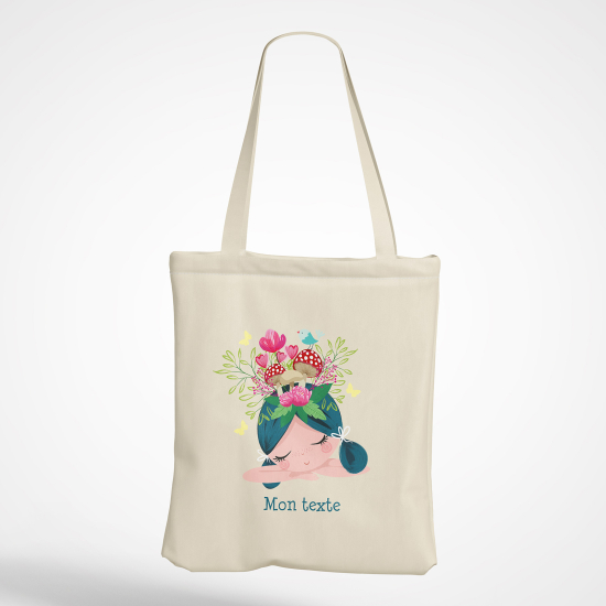 Personalized Tote Bag - Little girl flowers