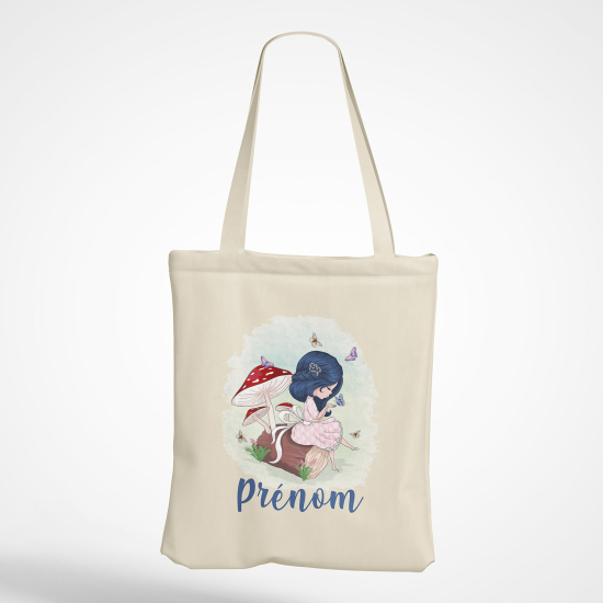 Personalized Tote Bag - Little girl mushrooms