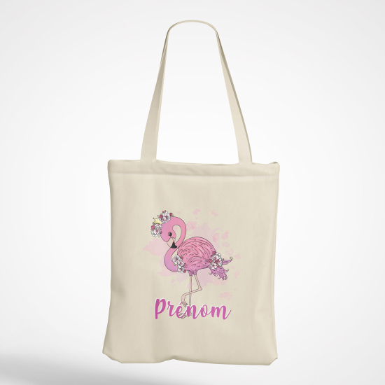 Personalized Tote Bag - Pink flamingo