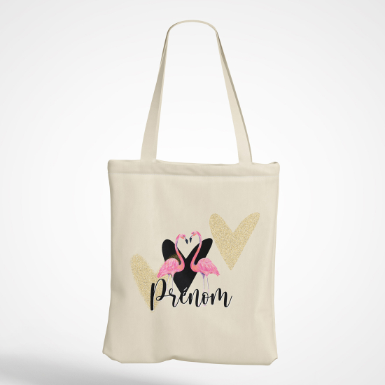 Personalized Tote Bag - Pink flamingos