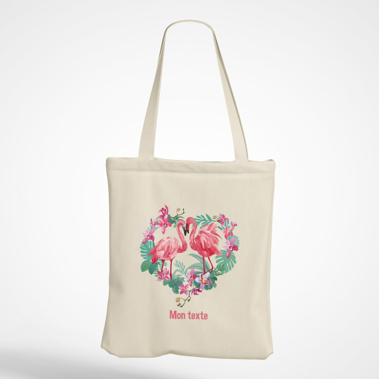 Personalized Tote Bag - Pink flamingos