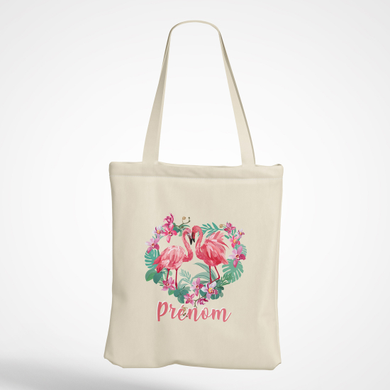 Personalized Tote Bag - Pink flamingos