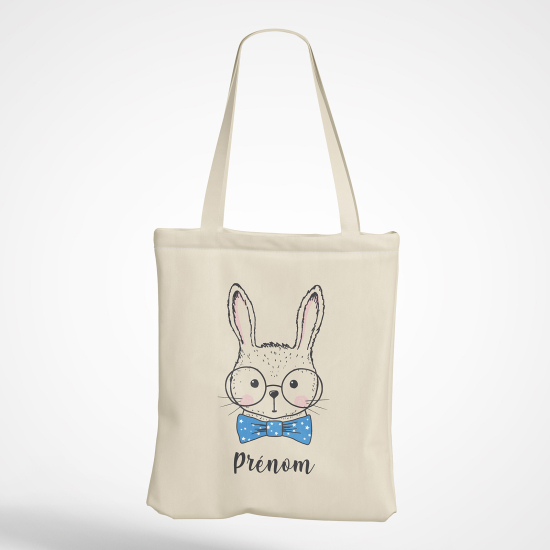 Personalized Tote Bag - Rabbit bow tie