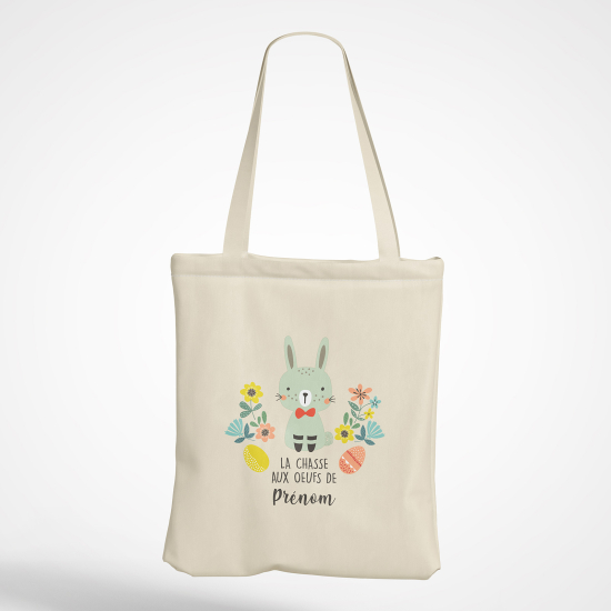 Personalized Tote Bag - Rabbit the egg hunt of First Name