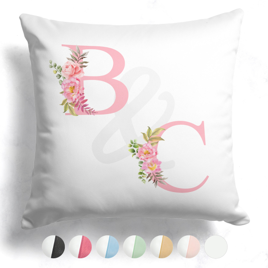 Personalized two-tone monogrammed cushion