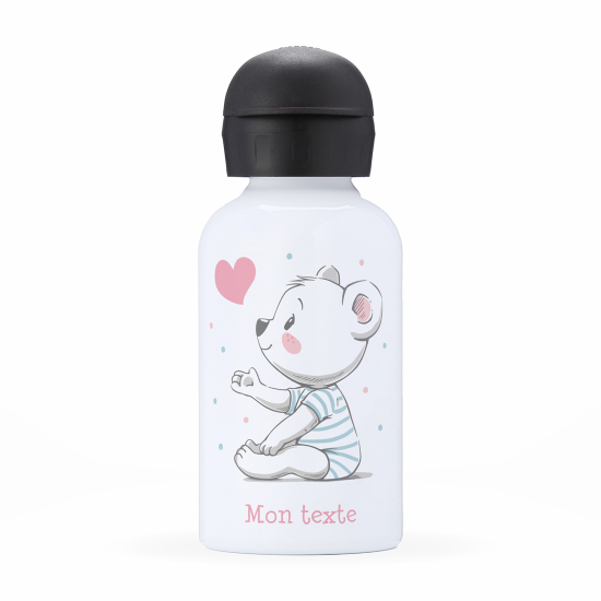 Personalized water bottle for kids - Bear heart