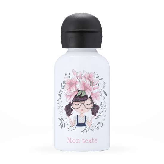 Personalized water bottle for kids - Little girl flowers