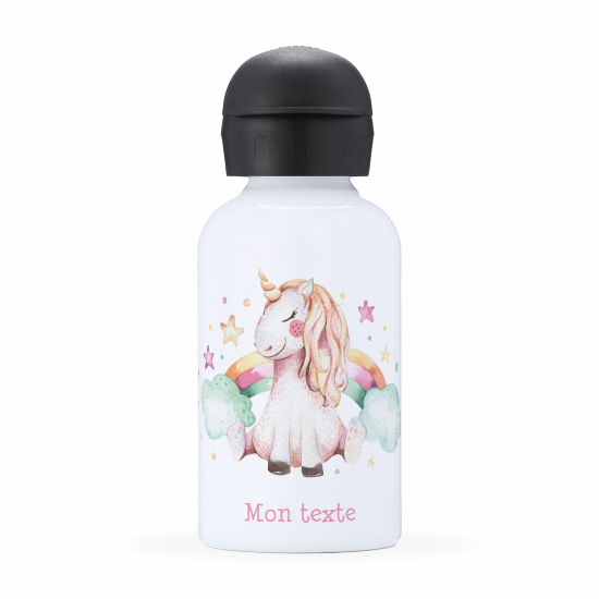 Personalized water bottle for kids - Rainbow unicorn